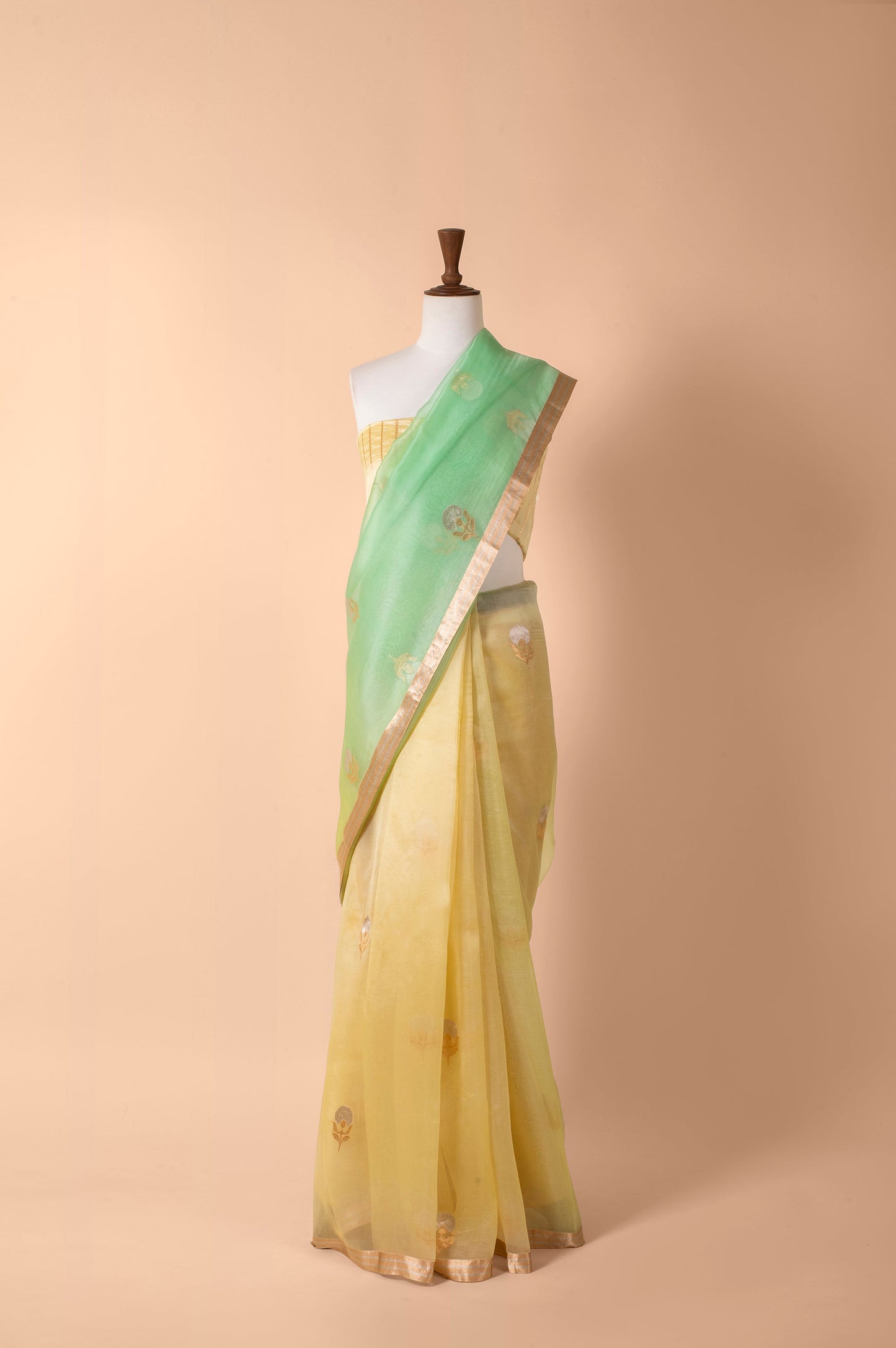 Handwoven Yellow Organza Sari