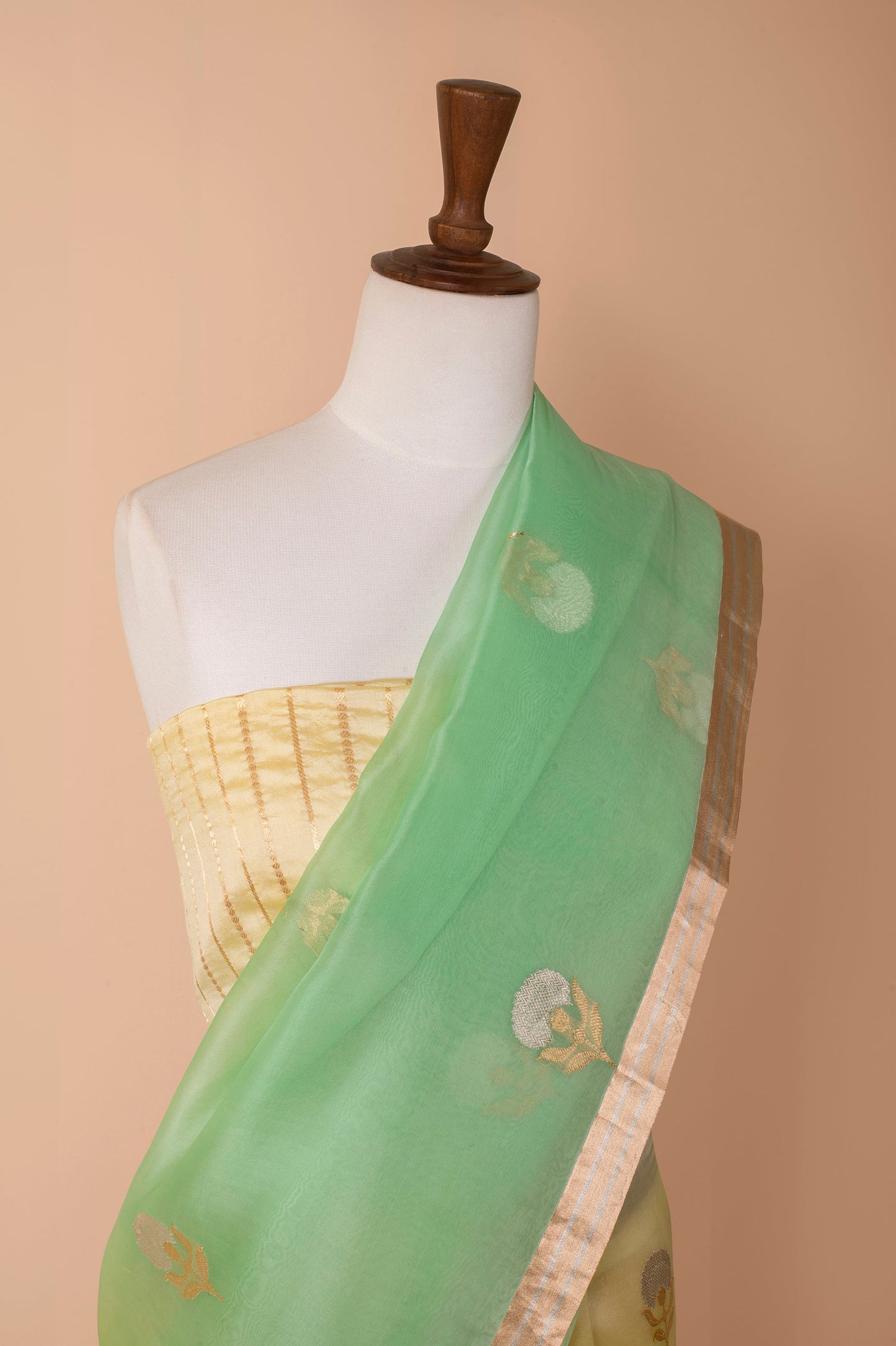 Handwoven Yellow Organza Sari