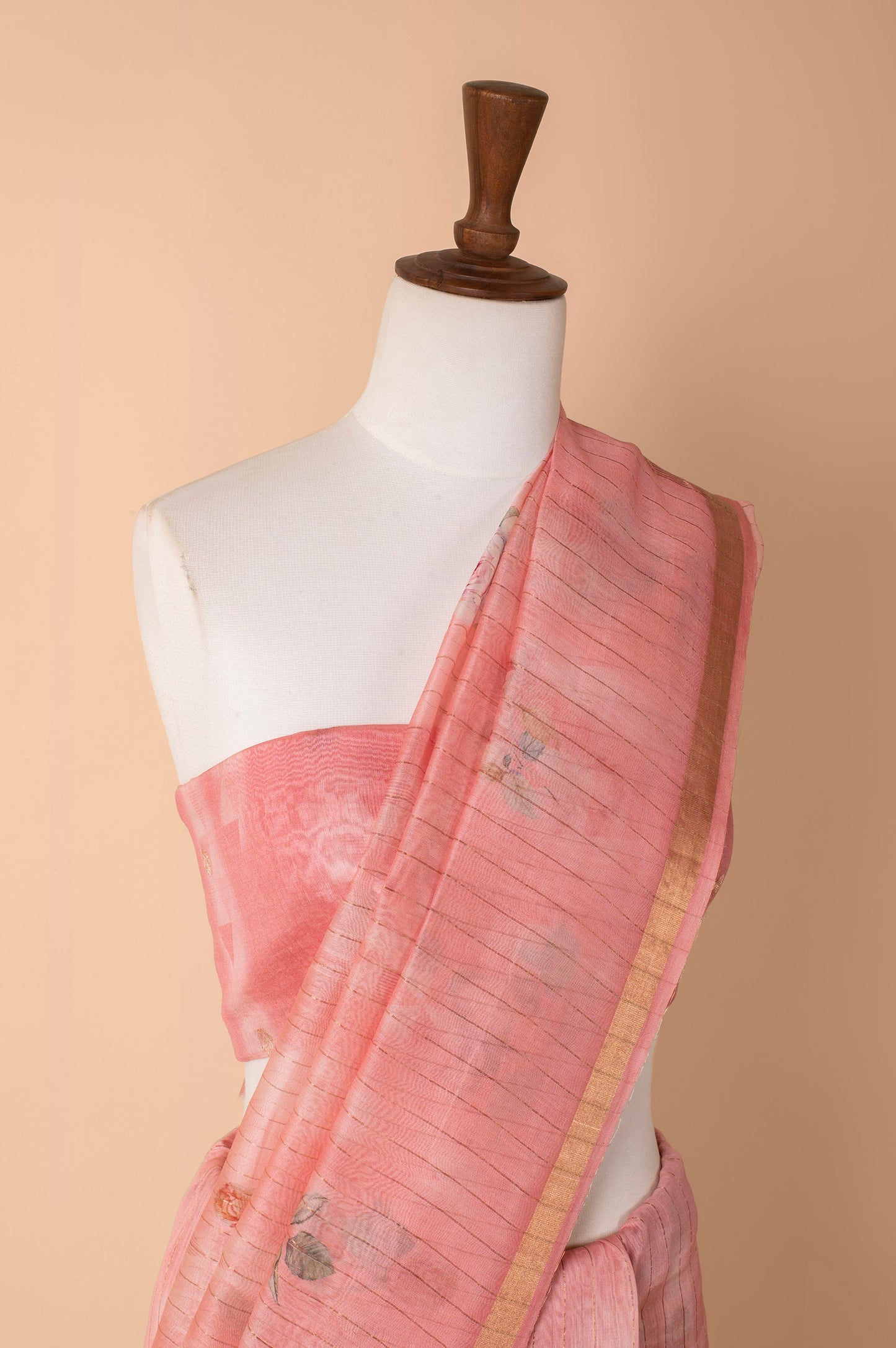 Handwoven Pink Chanderi Sari