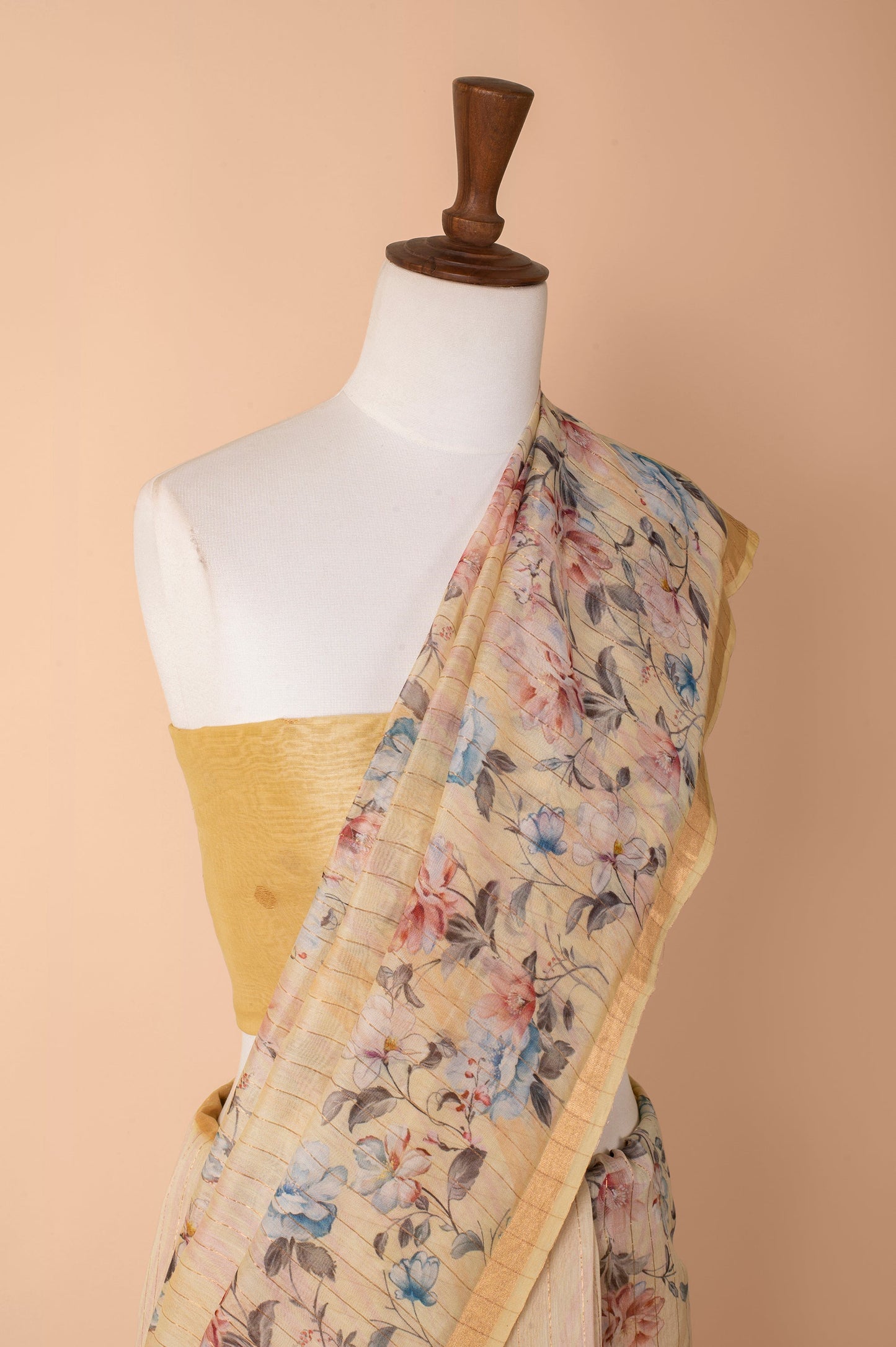 Handwoven Yellow Chanderi Sari