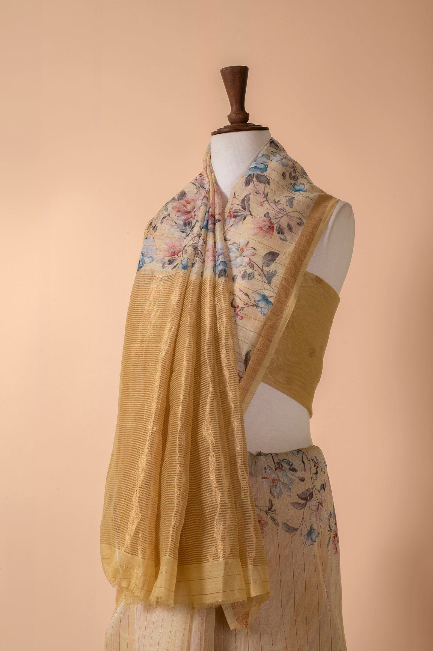 Handwoven Yellow Chanderi Sari