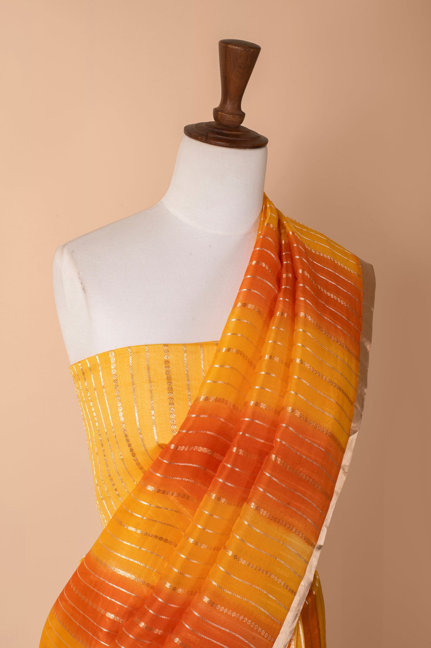 Handwoven Orange Organza Sari