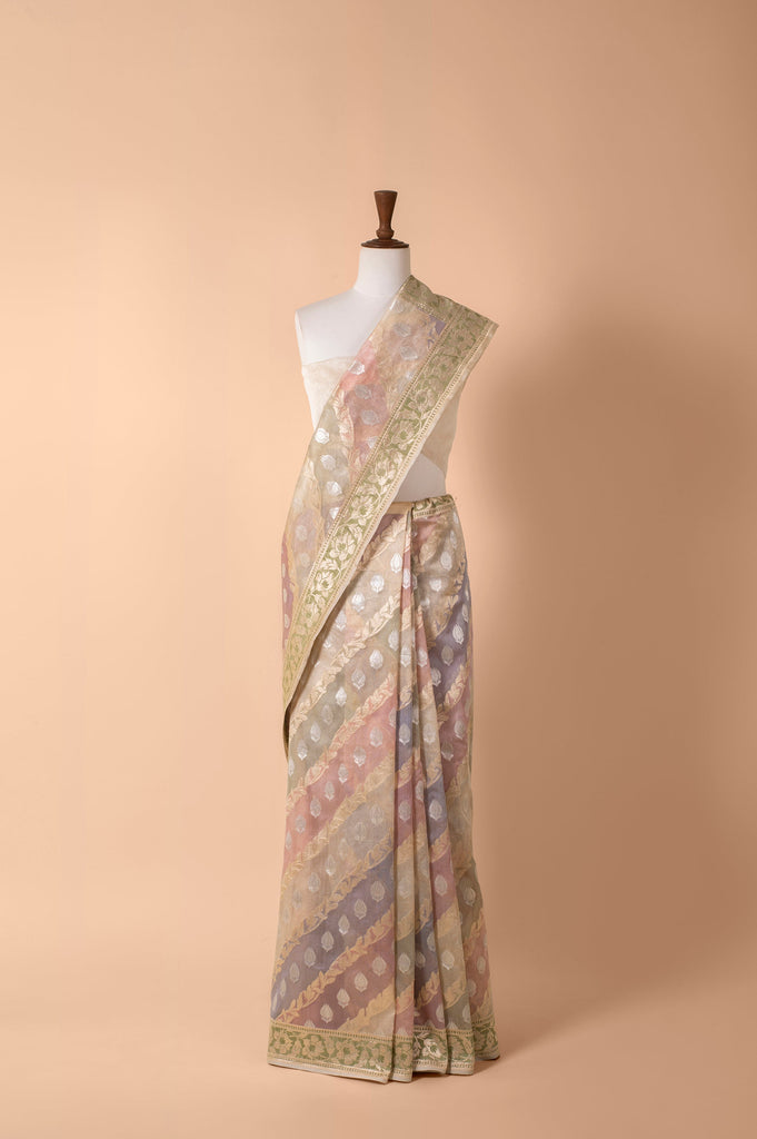 Handwoven Multicolor Net Sari