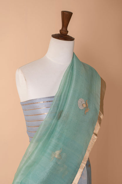 Handwoven Blue Organza Sari