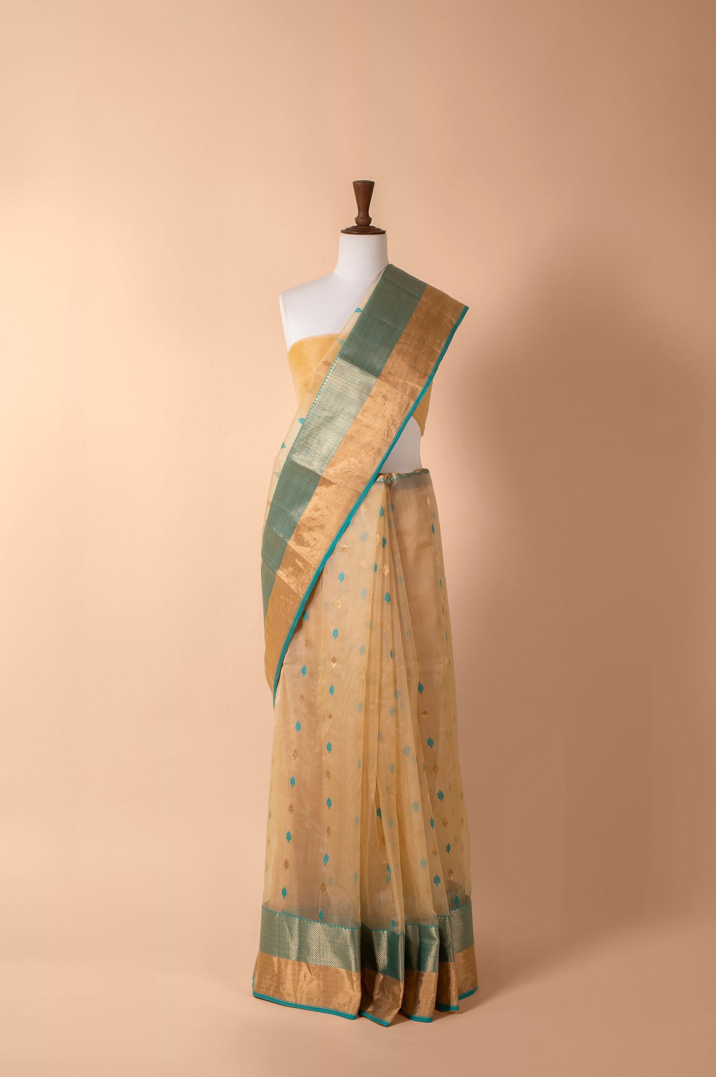 Handwoven Yellow Organza Sari