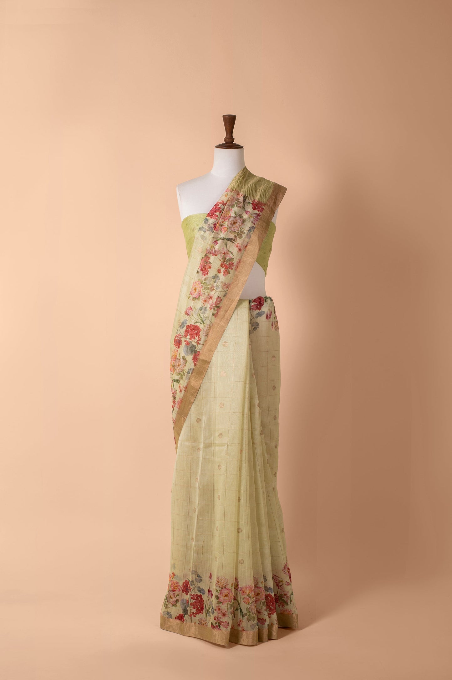 Handwoven Green Chanderi Sari