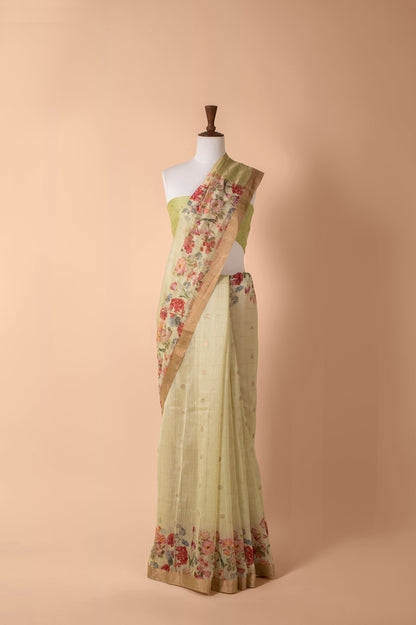 Handwoven Green Chanderi Sari