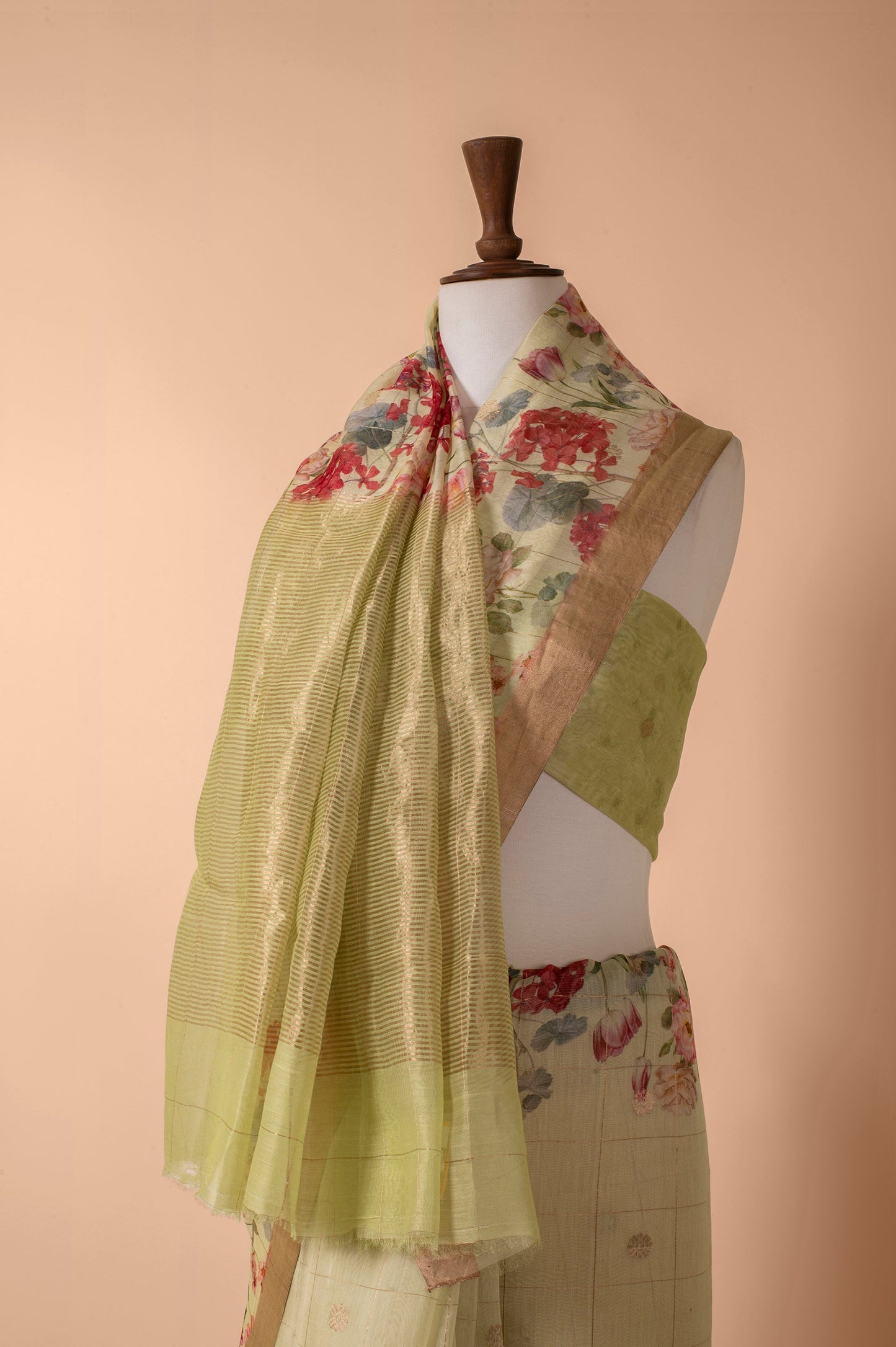 Handwoven Green Chanderi Sari