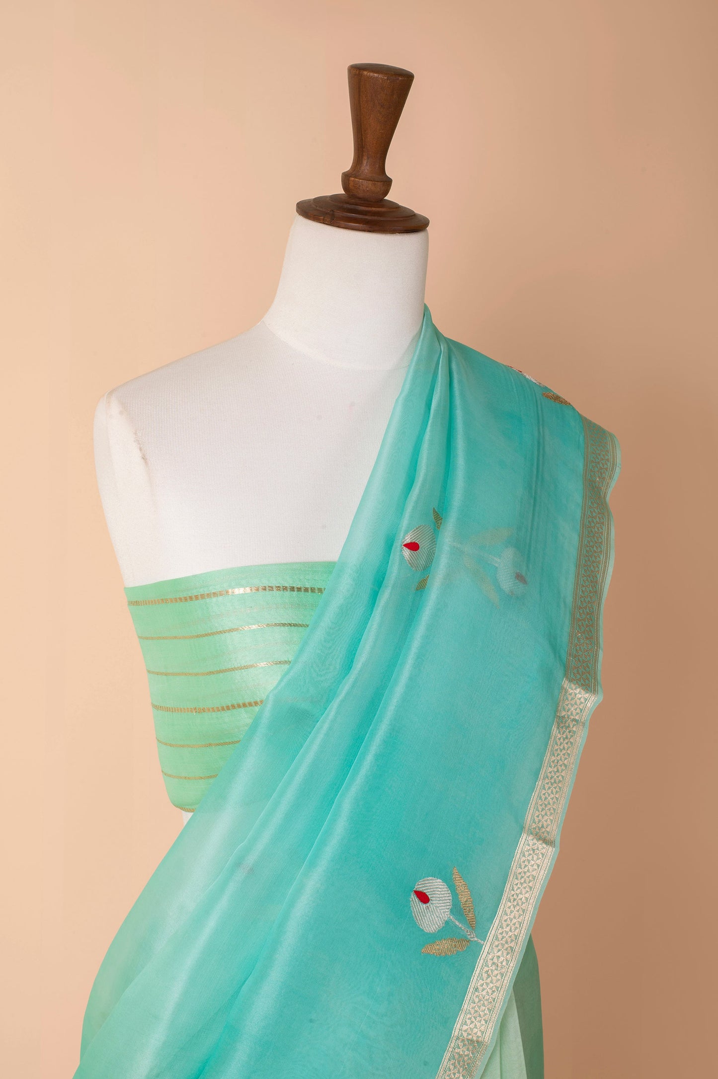 Handwoven Blue Organza Sari