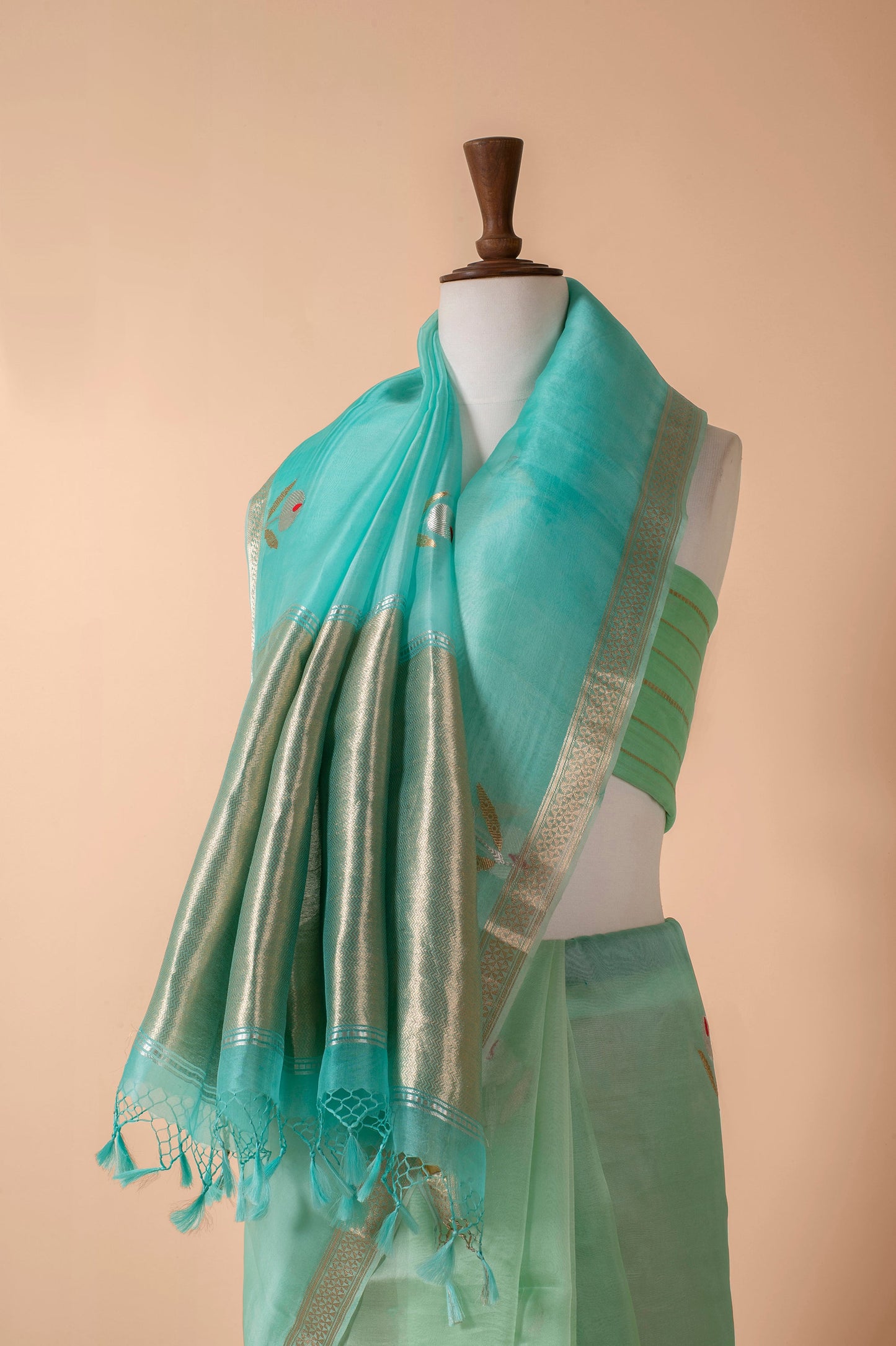 Handwoven Blue Organza Sari