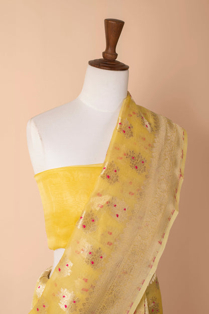 Handwoven Yellow Organza Sari