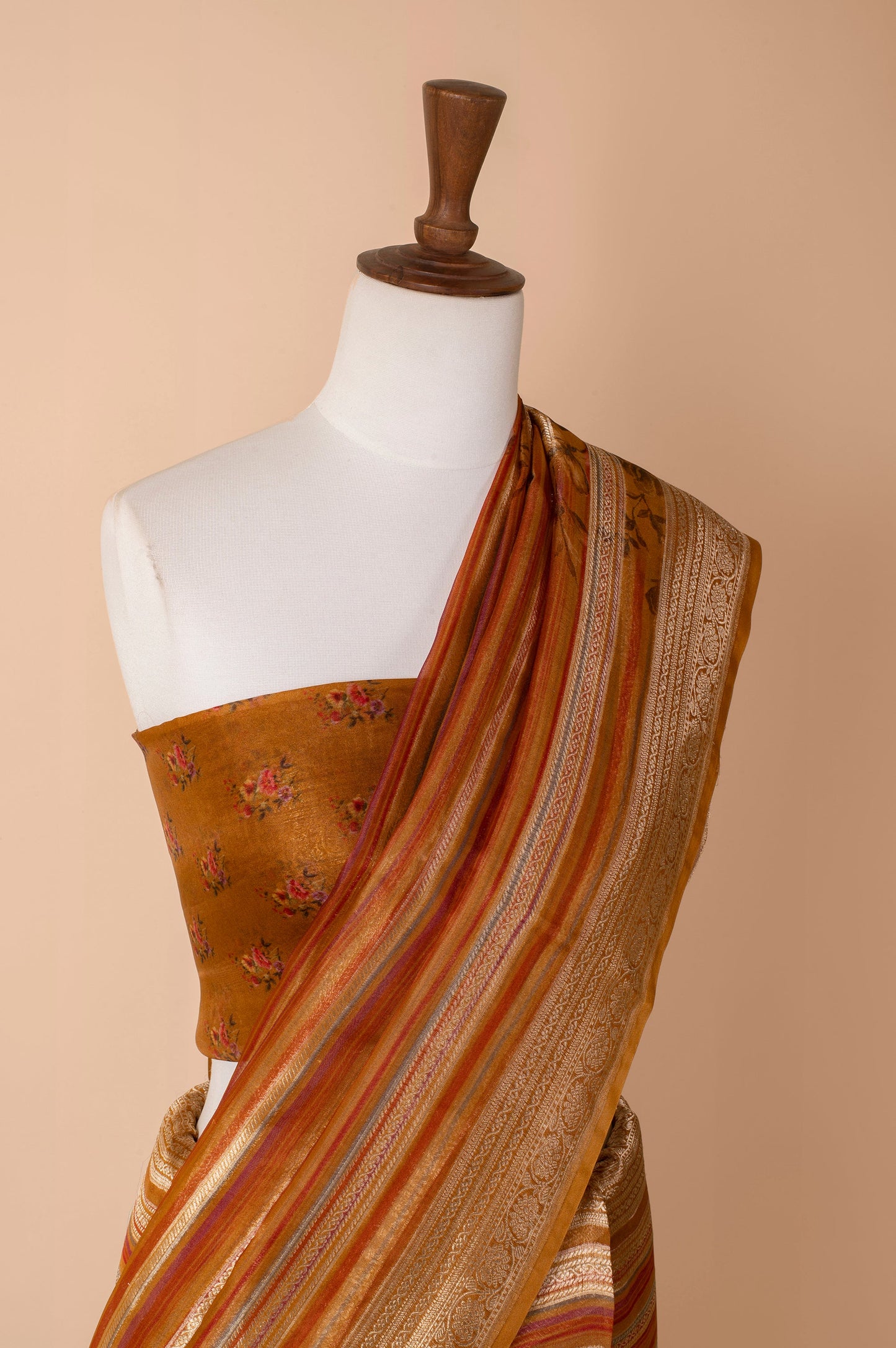 Handwoven Orange Organza Sari