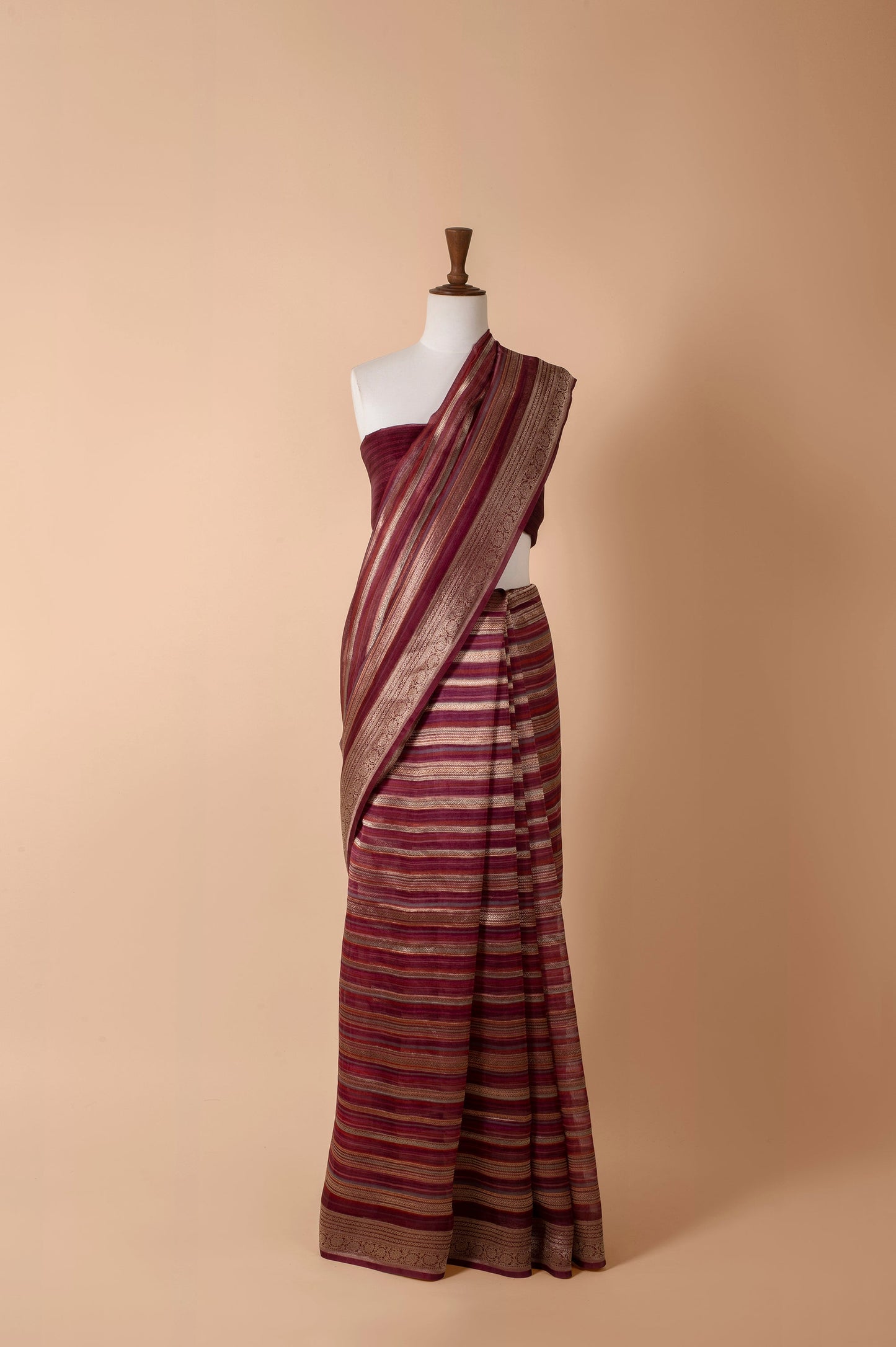 Handwoven Magenta Organza Sari