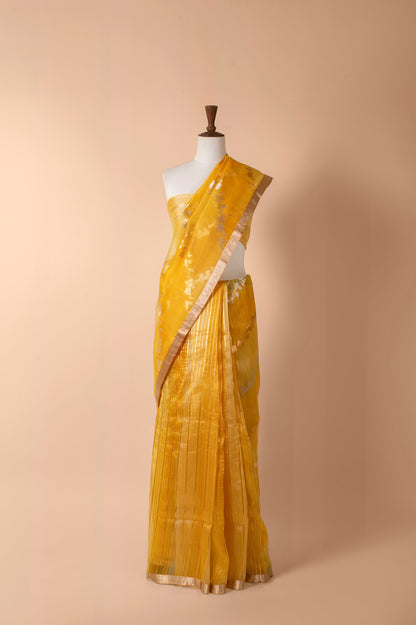 Handwoven Yellow Organza Sari