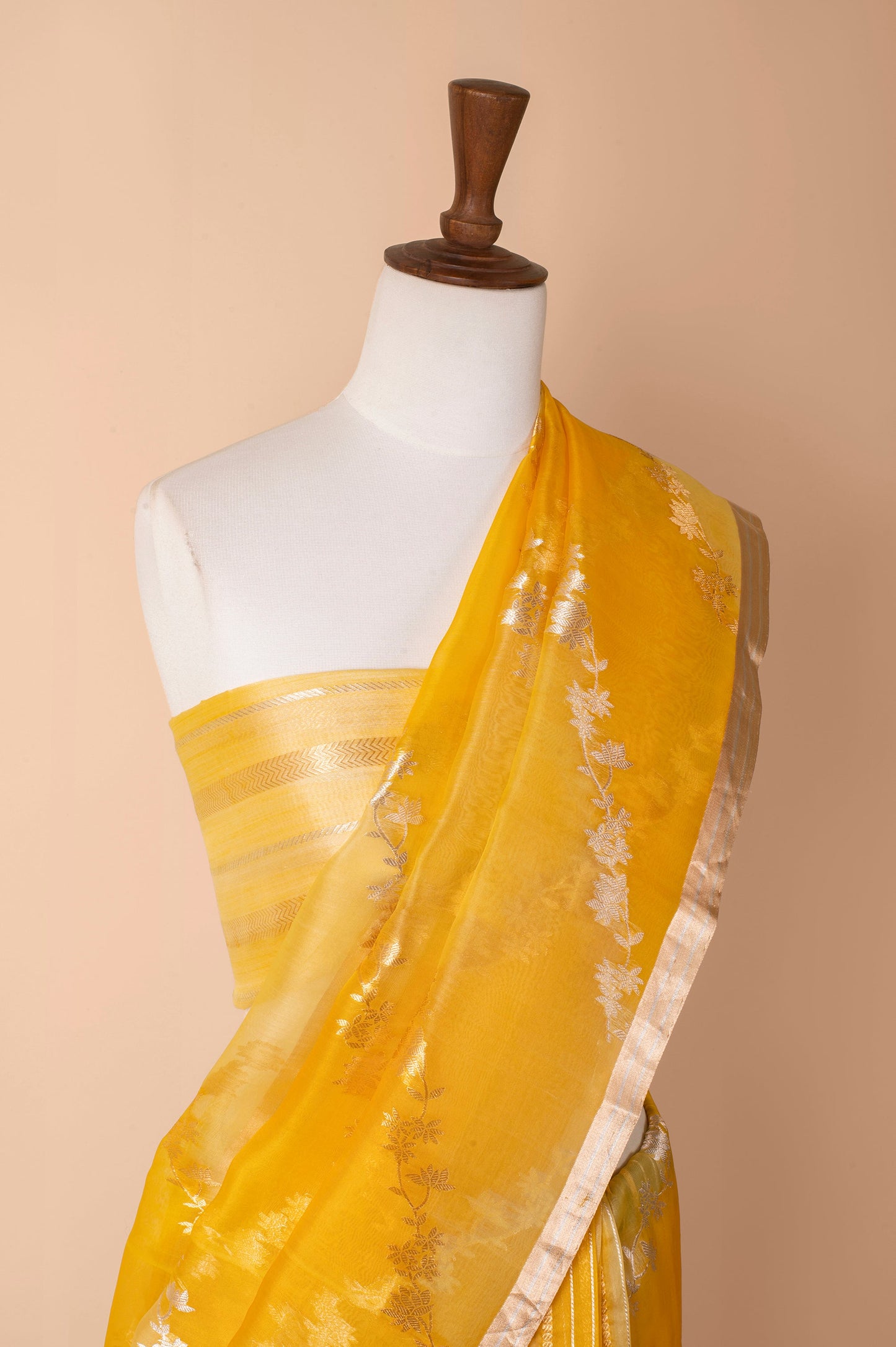 Handwoven Yellow Organza Sari