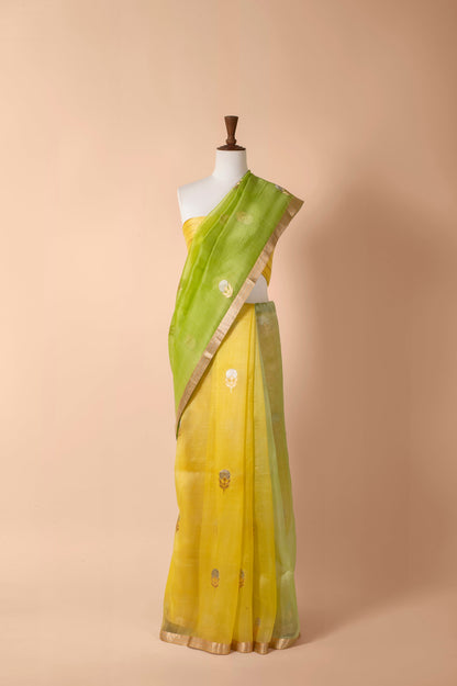 Handwoven Yellow Organza Sari