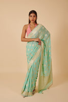 Handwoven Green Georgette Sari