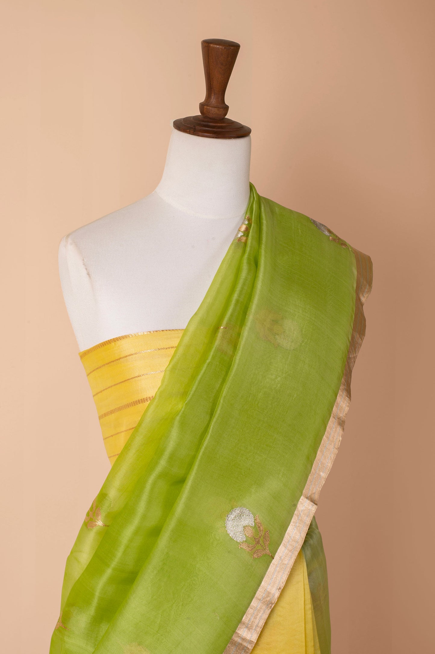 Handwoven Yellow Organza Sari