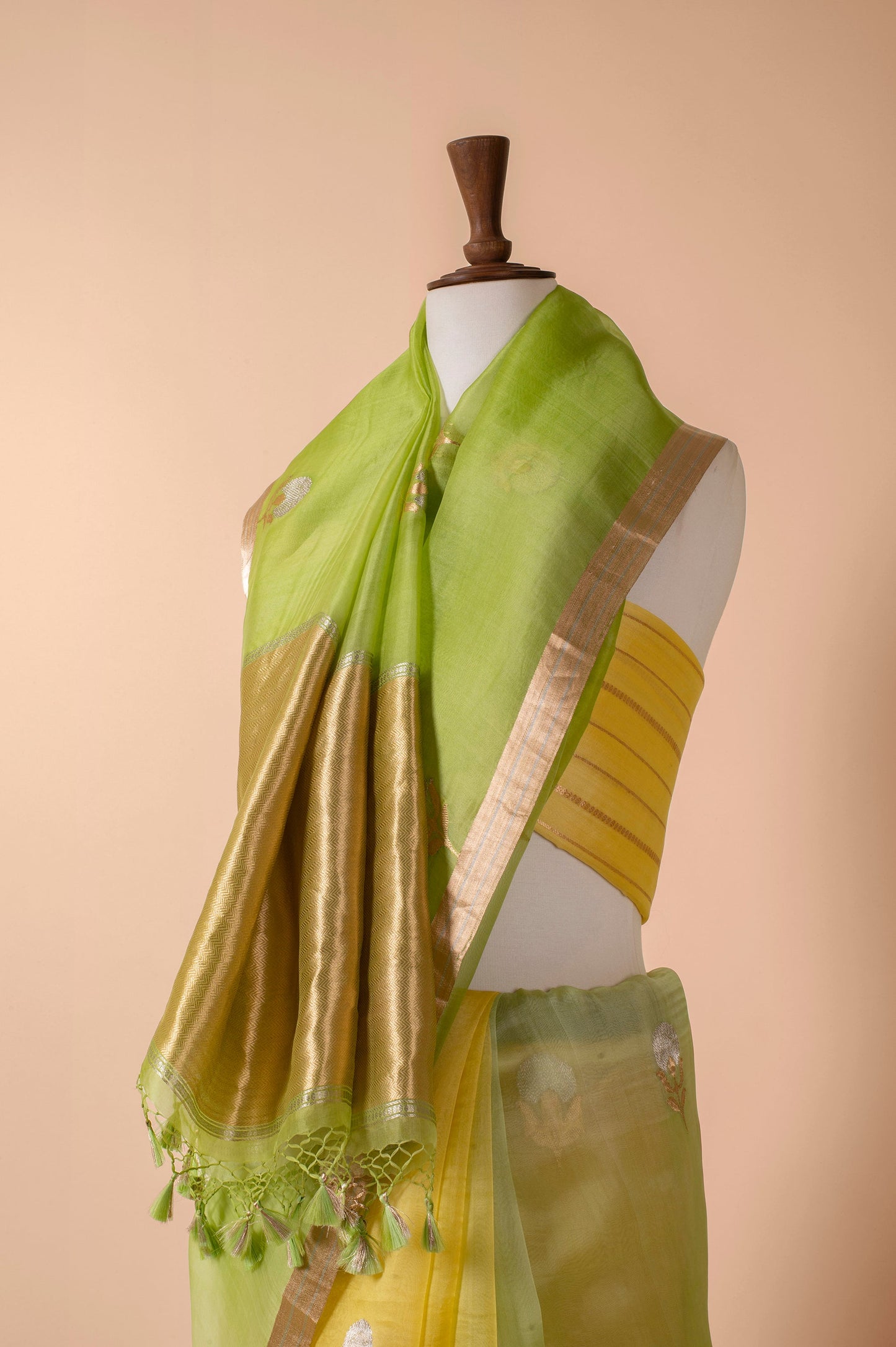 Handwoven Yellow Organza Sari