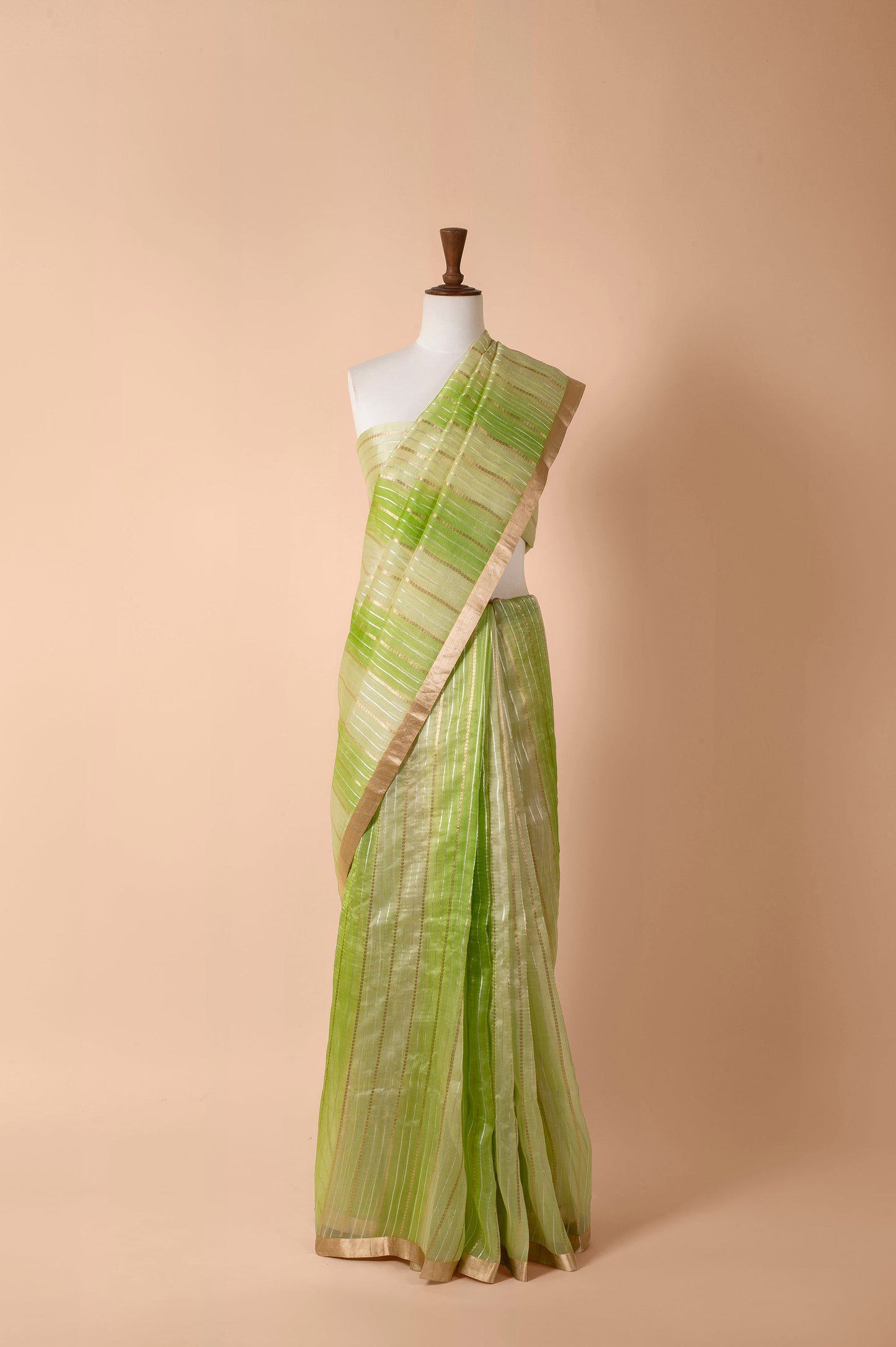 Handwoven Green Organza Sari