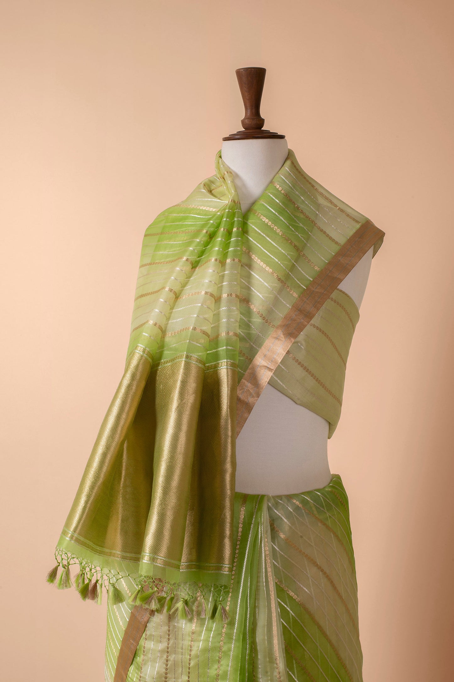 Handwoven Green Organza Sari