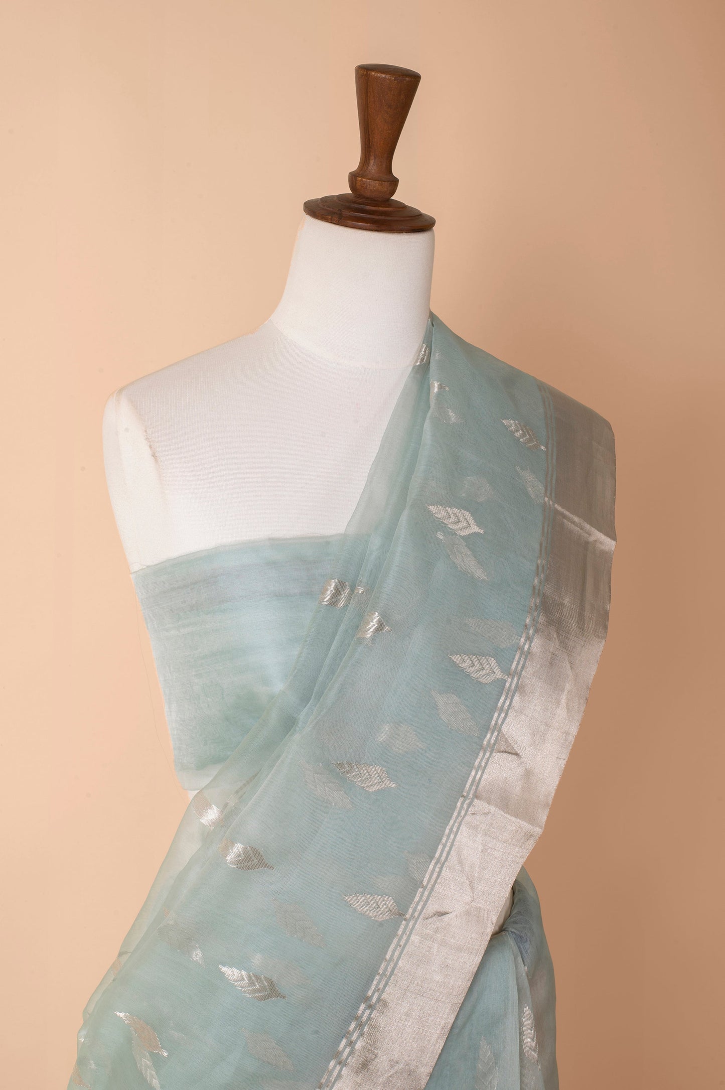 Handwoven Blue Organza Sari