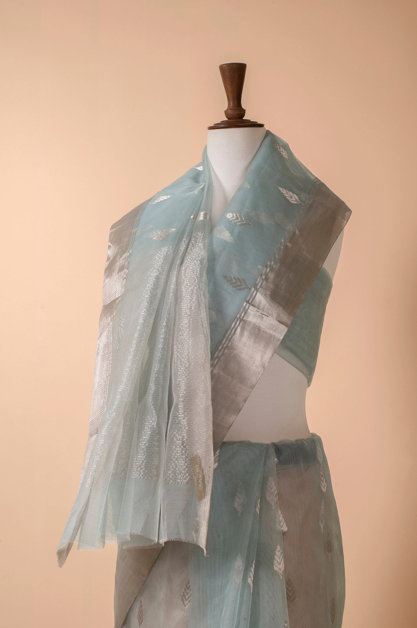 Handwoven Blue Organza Sari