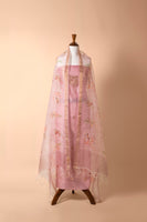 Handwoven Pink Chanderi Suit Piece