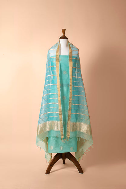 Handwoven Blue Chanderi Suit Piece