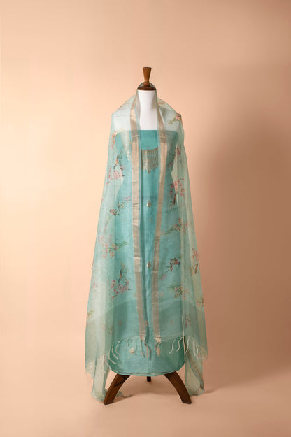 Handwoven Blue Chanderi Suit Piece