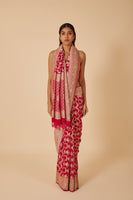 Handwoven Pink Georgette Sari
