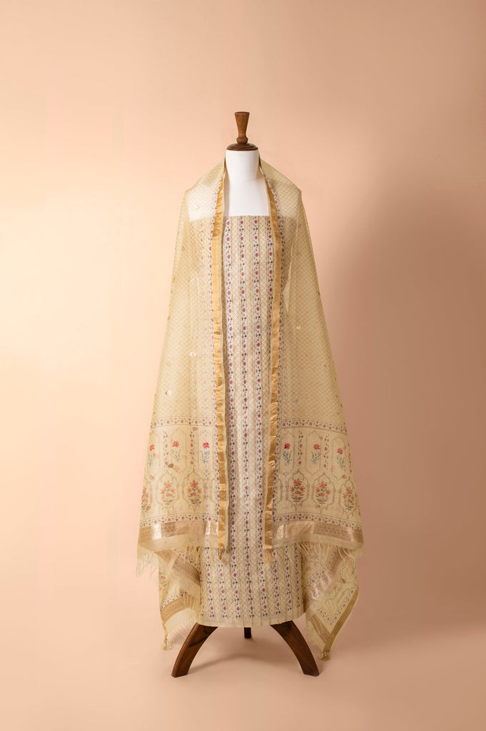 Handwoven Yellow Chanderi Suit Piece