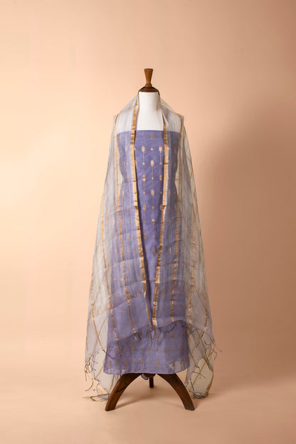 Handwoven Purple Chanderi Suit Piece