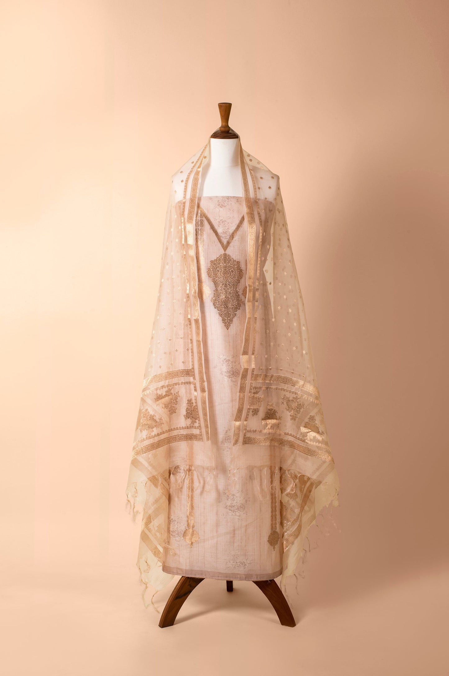 Handwoven Ivory Chanderi Suit Piece