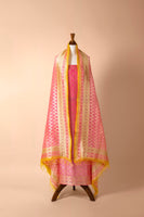 Handwoven Pink Chanderi Suit Piece
