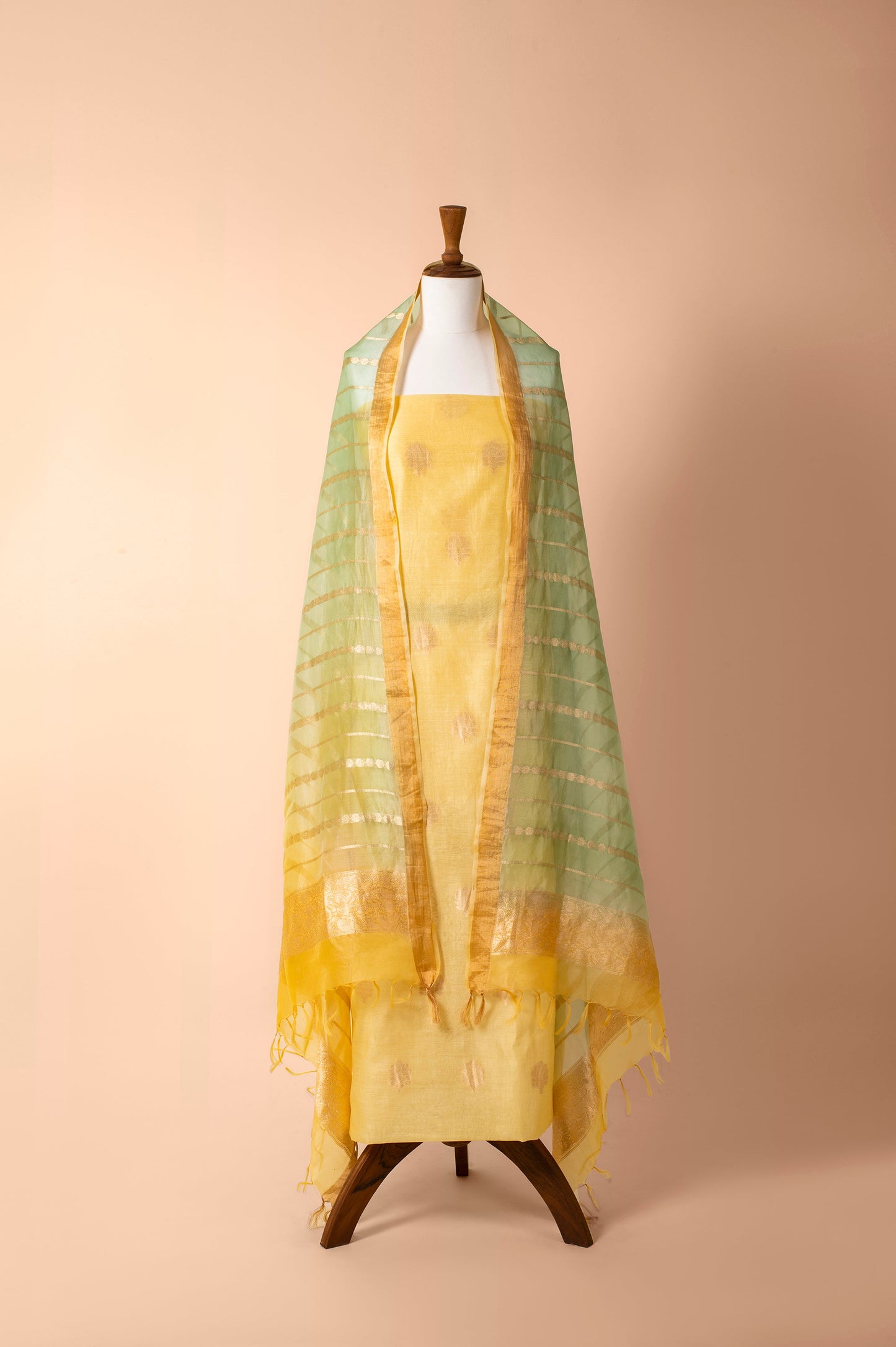 Handwoven Yellow Chanderi Suit Piece