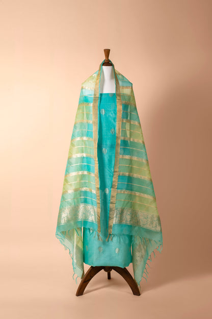 Handwoven Blue Chanderi Suit Piece