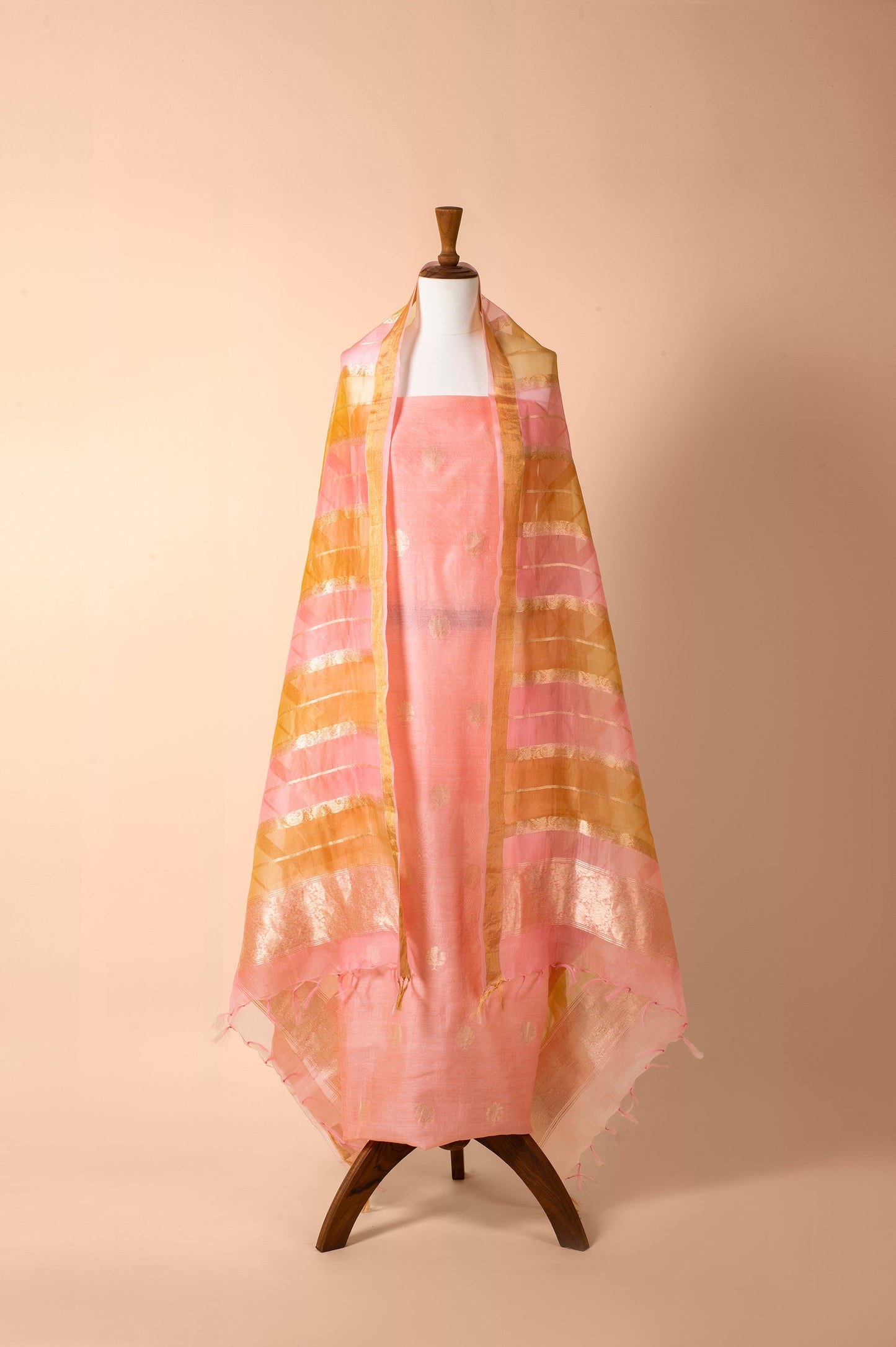 Handwoven Pink Chanderi Suit Piece