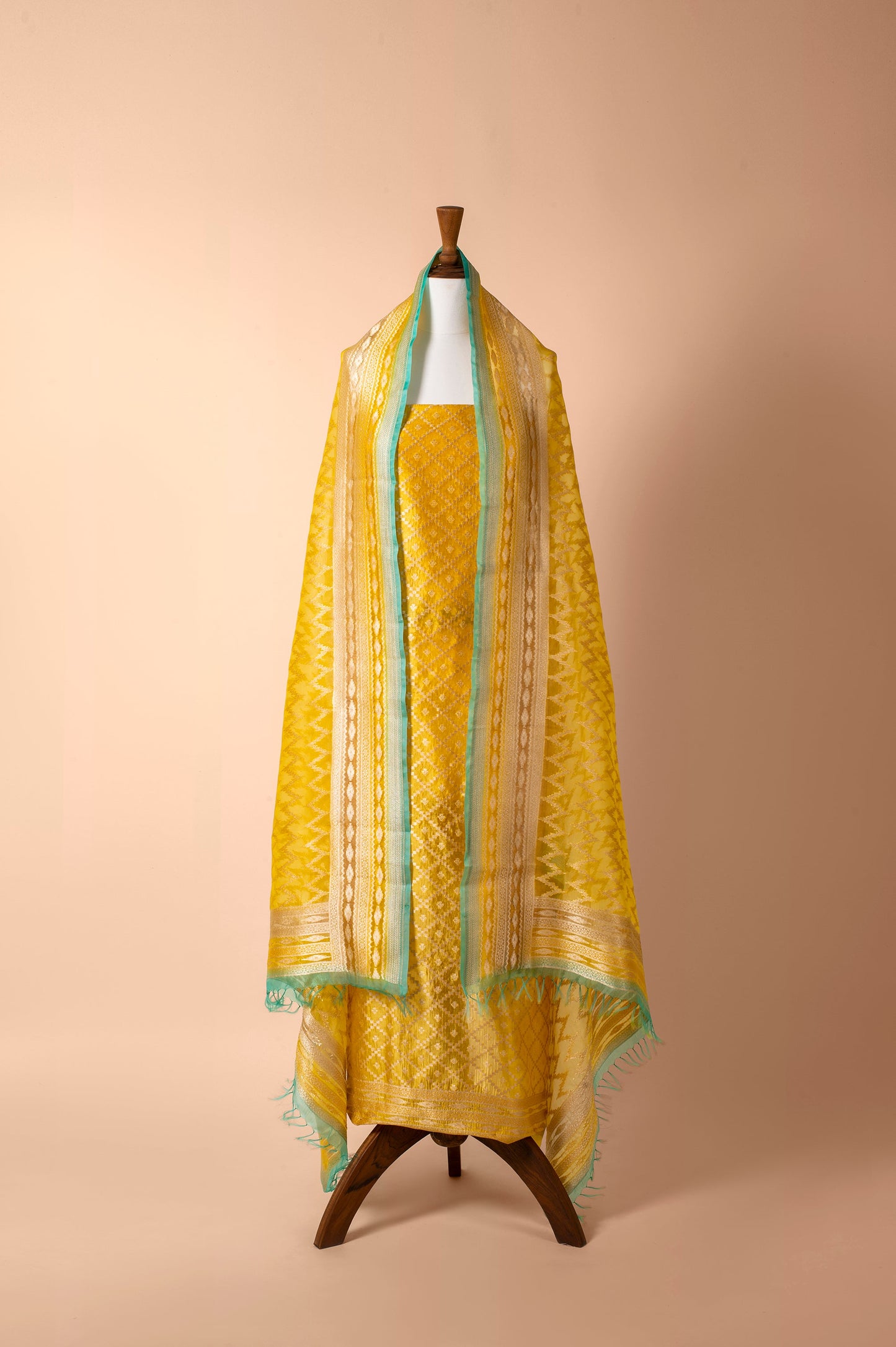 Handwoven Yellow Chanderi Suit Piece