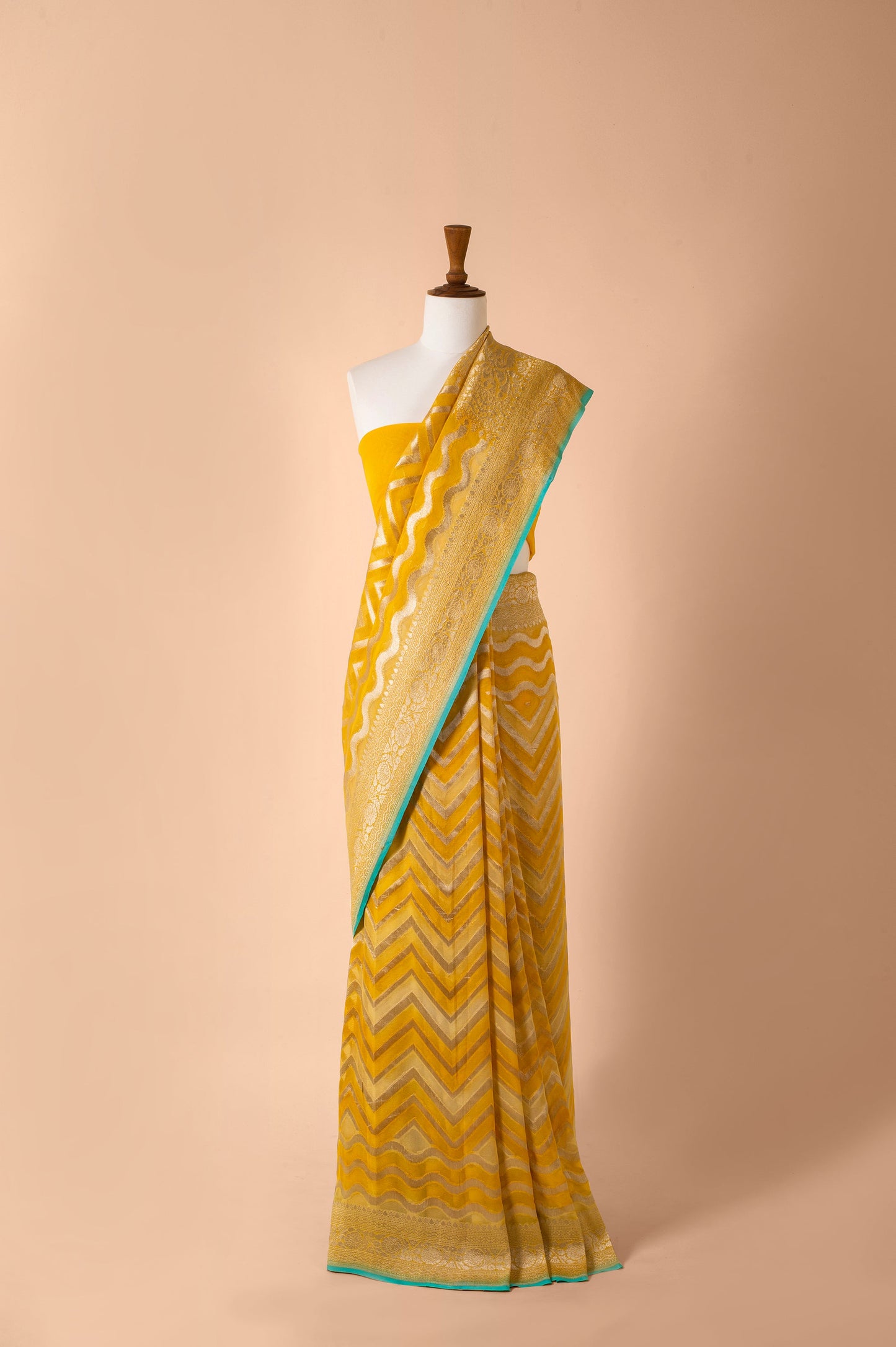 Handwoven Yellow Georgette Sari