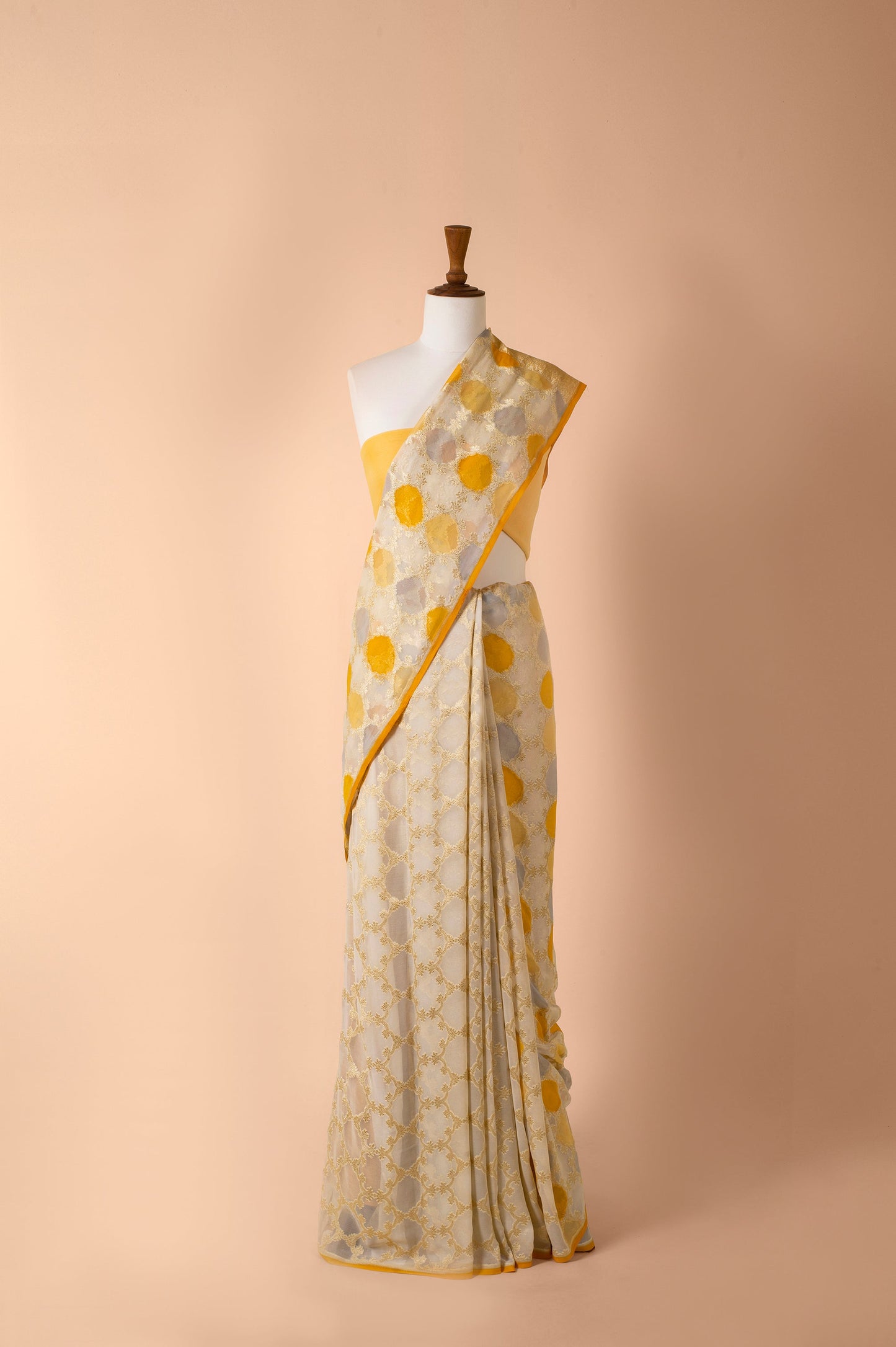 Handwoven Yellow Georgette Sari