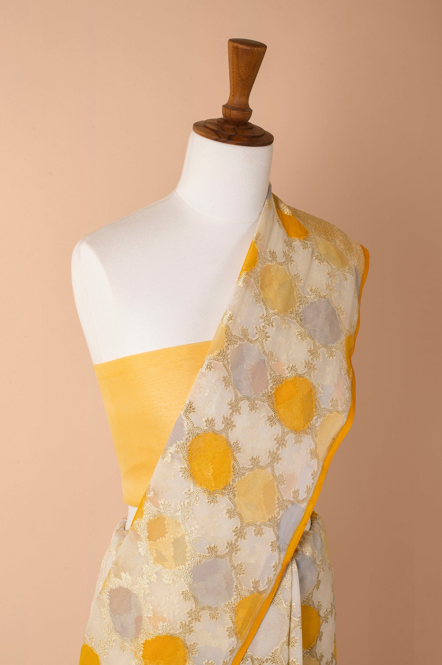 Handwoven Yellow Georgette Sari