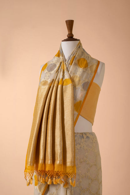 Handwoven Yellow Georgette Sari