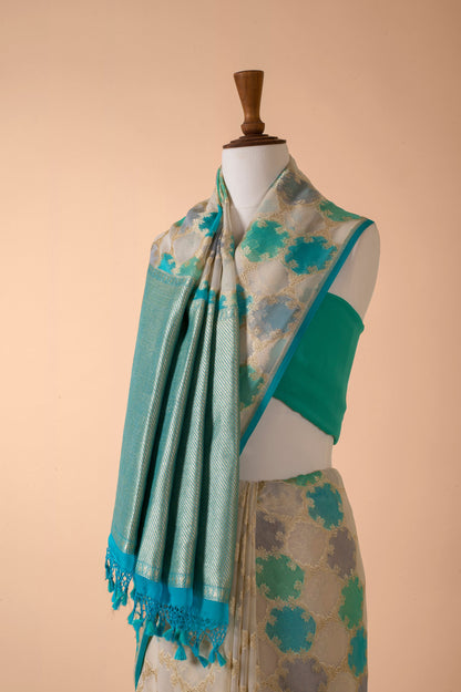 Handwoven Blue Georgette Sari