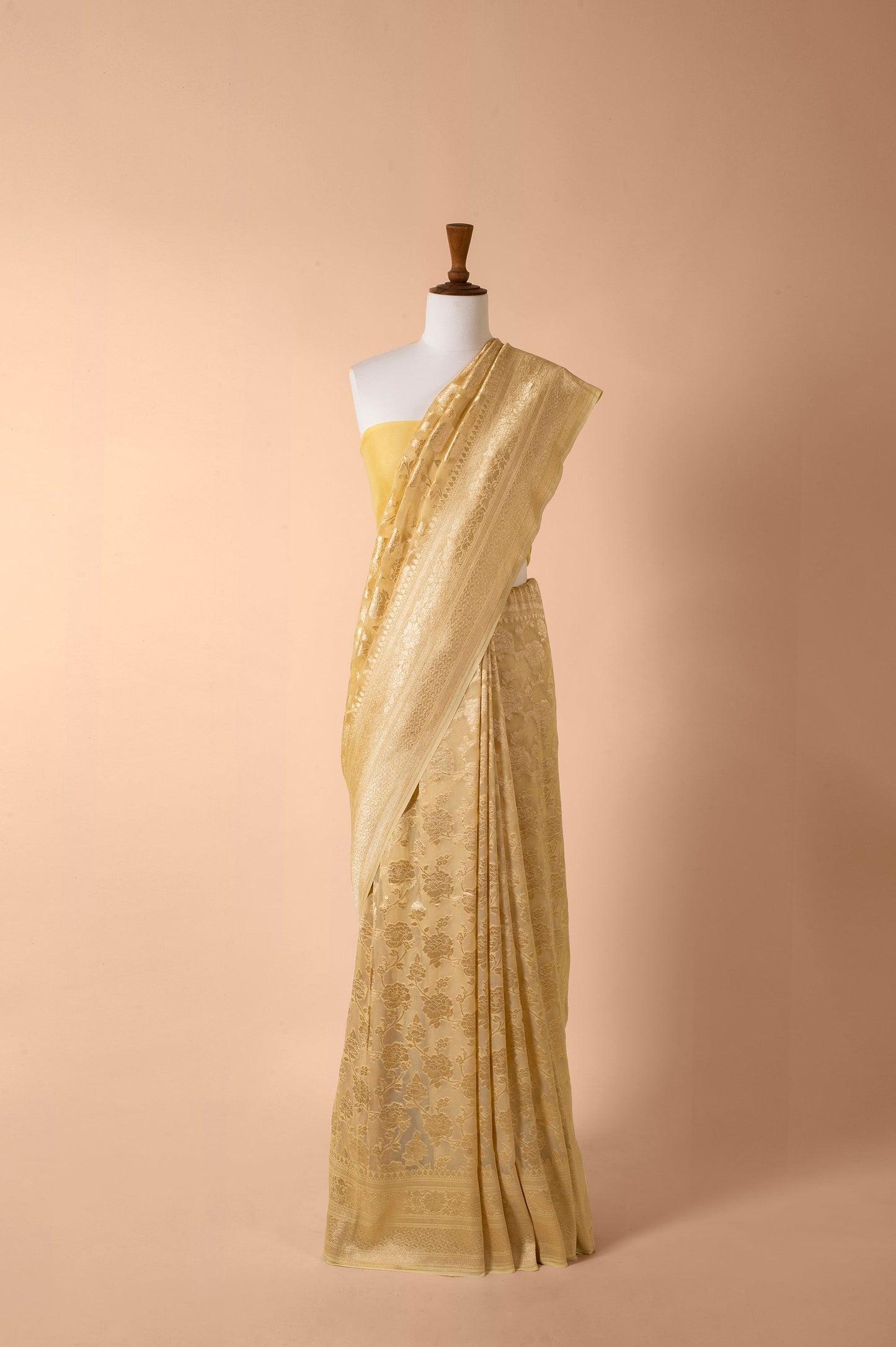 Handwoven Yellow Georgette Sari