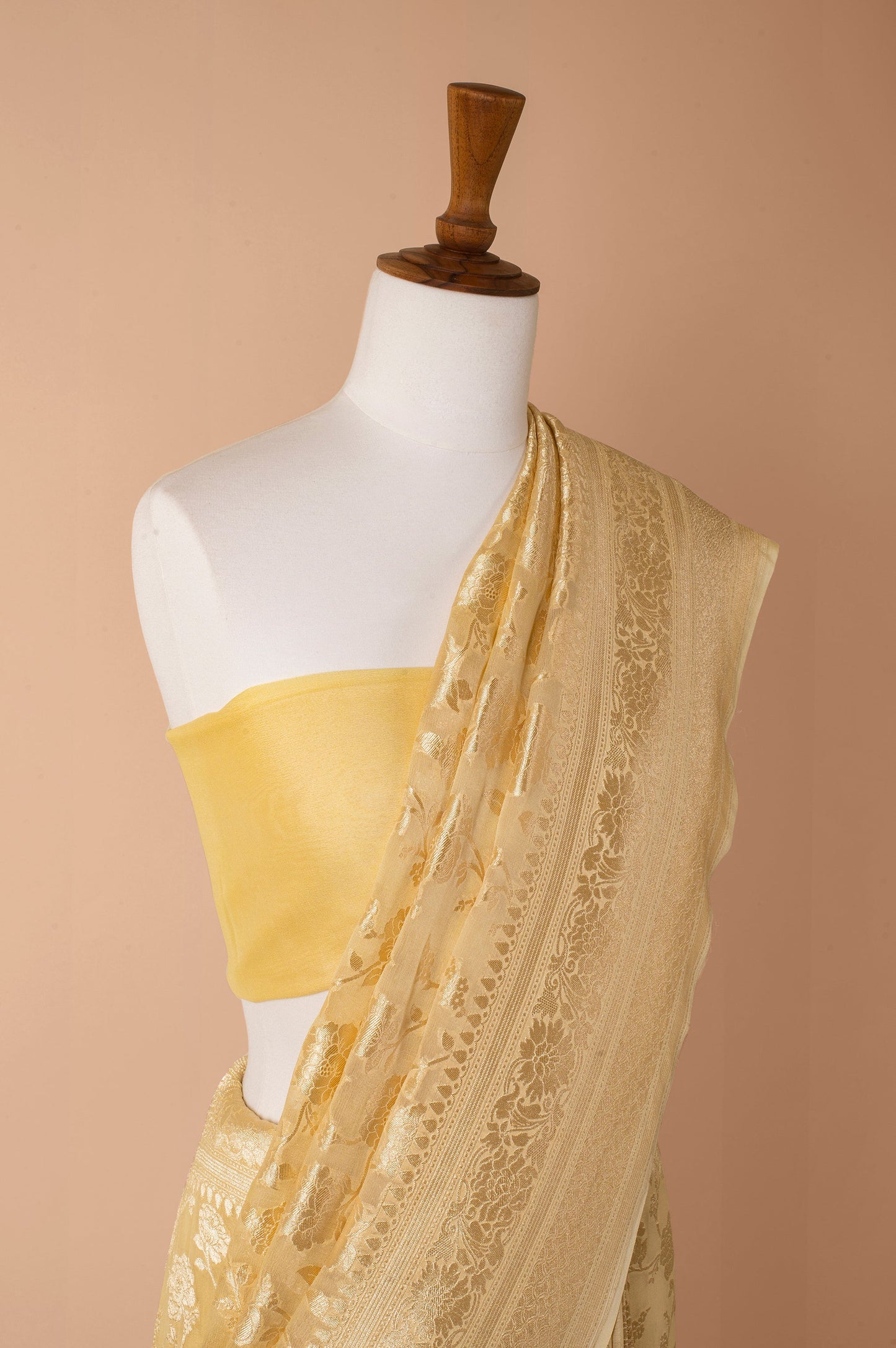 Handwoven Yellow Georgette Sari