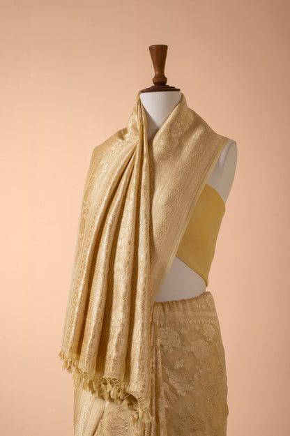 Handwoven Yellow Georgette Sari