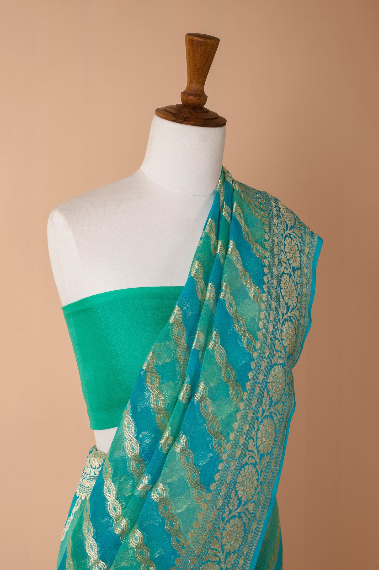 Handwoven Blue Georgette Sari