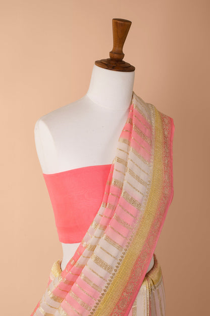 Handwoven Pink Georgette Sari