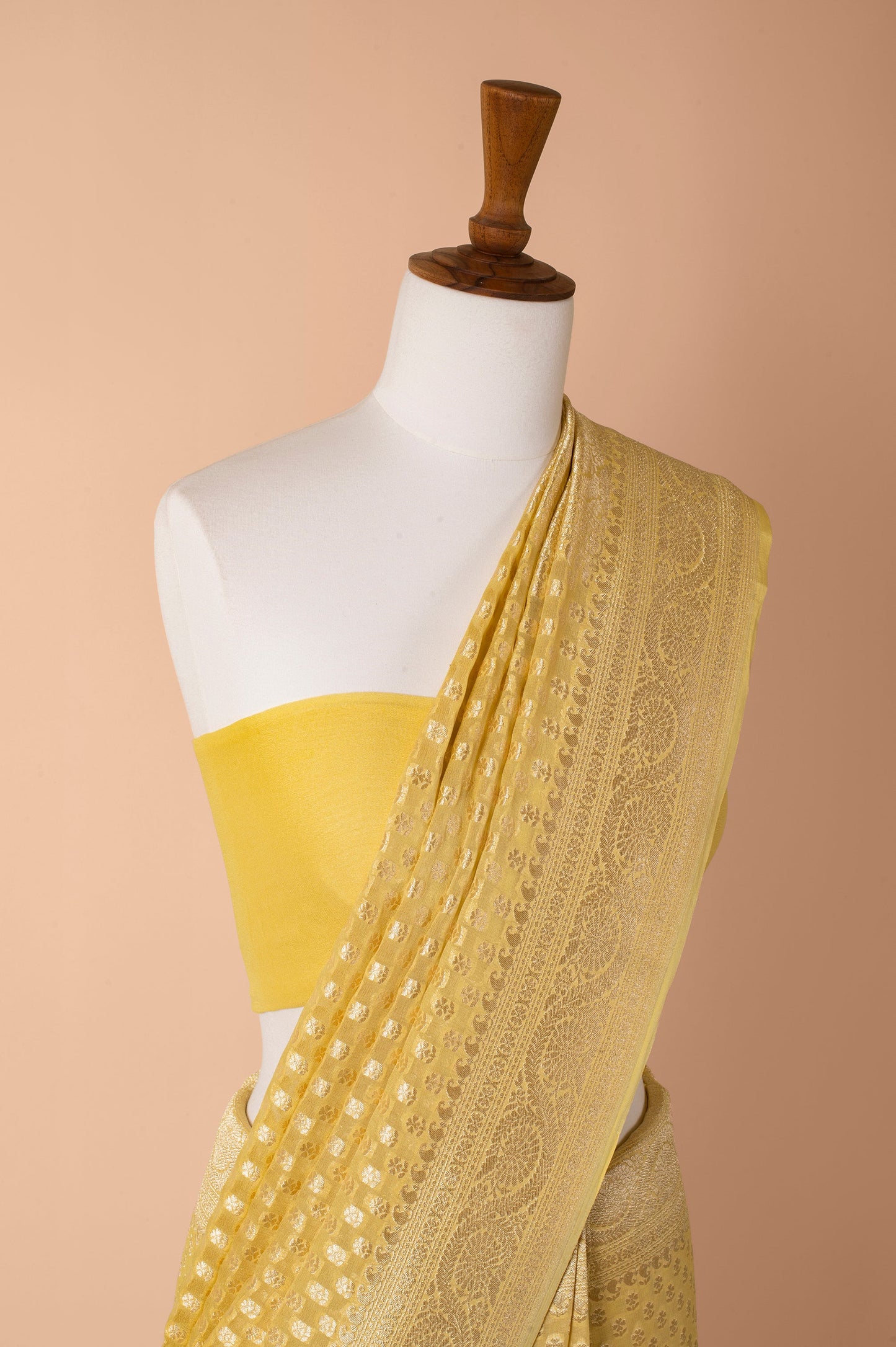 Handwoven Yellow Georgette Sari